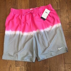 Nike Men’s 9” Ocean Merge Swim Trunks, Lined, Pink/Gray, XXL (NESSF547-656)